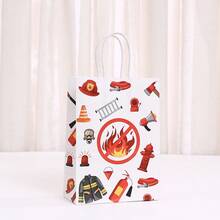 6/12/24pcs Cartoon Firefighter Theme Paper Gift Bags, Fire Truck Shaped, Suitable For Storing Candies, Cookies, Birthday Party Decoration - Multicolor - View 6