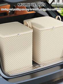 大容量可折叠收纳箱（30/110/150/220升） - 多尺寸拉链收纳箱，适用于存放衣物、床上用品和床单，耐用面料，是衣柜和床底收纳的理想之选 - 卡其色 - 查看 6