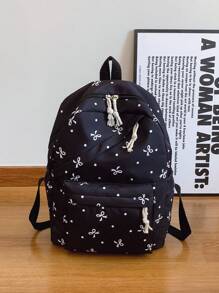 1 件开学蝴蝶结图案背包，大容量学生包，带笔记本电脑隔层书包，可调节肩带书包，休闲轻便旅行背包，非常适合女孩/青少年/学生/毕业生，适合日常使用、郊游、旅行、学校和开学