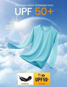 Men's Long Sleeve Shirts UPF 50+ UV Sun Protection Athletic Shirts For Hiking Running Workout Rash Guard-2025 - Ice Blue - View 2