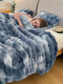1pc Luxury Tie-Dye Faux Fur Blanket - Soft, Warm, Cozy, Multi-Functional, Suitable For All Seasons - Perfect For Bedroom, Guest Room, Living Room, Dorm, Car, Sofa, Travel And Outdoor Activities