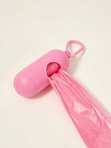 PETSIN 2 Rolls/30pcs Disposable Dog Poop Bags, 1pc Pill-Shaped Pooper Scooper, Convenient For Outdoor Pet Waste Cleanup (Bag Size: 30x22cm) - Pink - View 3