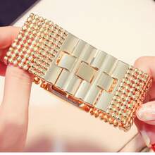 1 件奢华女士石英表，带水晶装饰，优雅方形表盘，适合日常休闲、度假、派对场合、礼物 - 彩色 - 查看 5