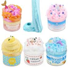 Soft Non-Sticky Slime Toy, Sky Blue & Pink Cloud Slime, Creative Stress Relief DIY Toy For Boys & Girls, Suitable For Classroom Rewards, Christmas & Easter Toys, Children's Slime Party Favors And Sensory Toys, Great For Birthday Gifts (Random Stickers) - Multicolor - View 4