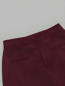 LIU ME Women's Tailored Trousers With Fake Pocket – High Waist And Wide Leg Pants - Burgundy - View 3