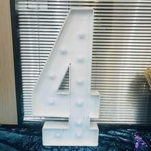 1 件 73 厘米/28.7 英寸 DIY 发光数字 KT 板，气球框架带冷白色 LED 灯，适用于派对、周年纪念、照相亭装饰（不含电池） - 白色 - 查看 4