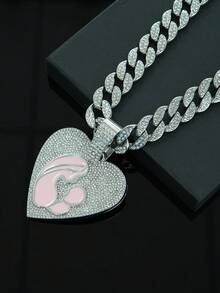 1 件全水钻粉色滴油心形吊坠,代表母爱,适合日常佩戴 - 吊墜項鍊 - 查看 7