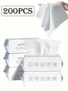 600片/400片/300片/200片/100片/50片/30片装一次性毛巾，加厚加大面巾，柔软卸妆湿巾，干用，护肤配件，适合敏感肌肤，干湿两用无纺布材质，柔软面巾，海滩度假必备，旅行必备 - 彩色 - 查看 10