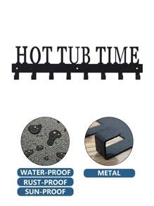 رف منشفة مثبت على الحائط ب- 8 خطاطيف، قطعة واحدة باللون الأسود | للمناشف والأردية والمعاطف والحمامات الساخنة والأماكن الخارجية والفنادق والمنتجعات والمسابح ومراكز الصحة المنزلية