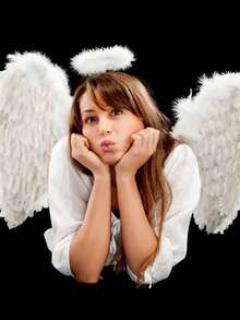 1 件天使光环头带羽毛天使头带，光环发带，成人青少年女孩女士服装配饰派对配饰，主题派对服装配饰，万圣节角色扮演道具 - 彩色 - 查看 3