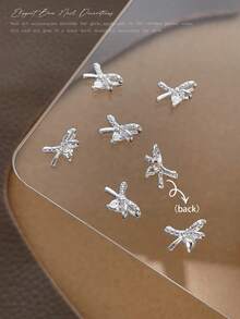 10/100/500pcs 3D Silver Bow Heart Nail Art Decorations, Korean Style Metal Bow, Star, Moon Nail Jewelry, Y2K Punk Nail Gems, DIY For Acrylic Nail Stickers, Phone Cases, Shoes, Clothes, Bags Nails Nail Supplies Nail Charms - Multicolor - View 8
