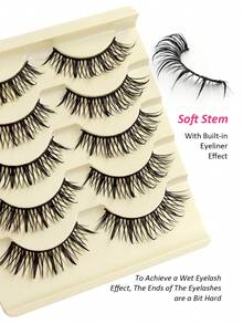 Rikuaild 5 Pairs Cartoon Big Eye False Eyelashes, Manga Style, Moisturizing Makeup Effect, Japanese Cosplay Moisturizing Lashes, Spiky Lashes, Thick Faux Mink Doll Lashes, Anime Style False Eyelashes - 尖尾漫畫款 - 查看 4