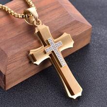 Men's Stainless Steel Multi-Layer Cross Pendant Necklace With Black Enamel & Accents - Edgy Modern Design For Festive Occasions, Parties, Music Festivals - Year-Round Versatile Jewelry, Festival Necklace, Intricate Craftsmanship - vòng cổ - Xem 2