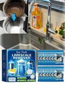 Jue Fish Limescale Cleaning Effervescent Tablets, For Stainless Steel Pots, Kettles, Removes Limescale & Dirt, Lemon Scented - White - View 5