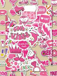 100 sztuk różowych naklejek w stylu - DIY Dekoracja, Prezenty na imprezy, Odpowiednie na festiwale dla kobiet, Do dekoracji imprez, Nagrody klasowe, Dekoracja książek, Prezenty urodzinowe
