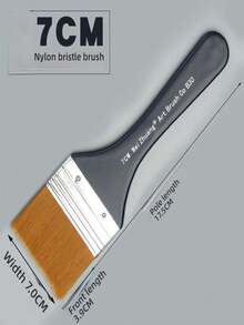 7 件套木柄尼龙刷毛平头画笔，适用于学生美术、水彩、丙烯画、墙绘、烧烤、油画、工艺用品 - 彩色 - 查看 11