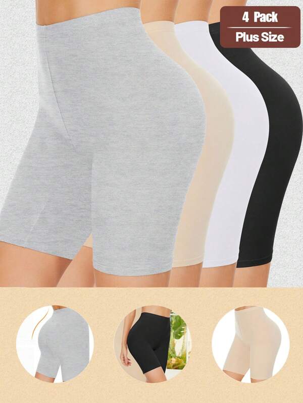 Set de 4 pantalones casuales de talla grande sin costuras y de cintura media