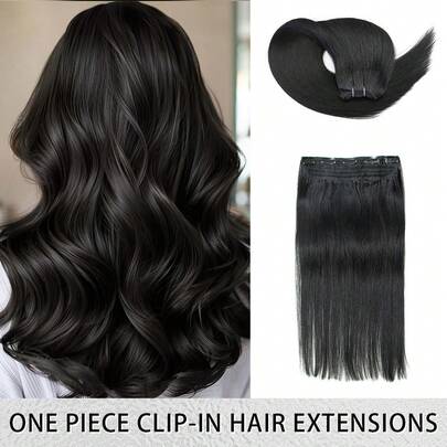 100%巴西真人发接发片，5片装，夹式设计，无缝贴合，自然直发，完美延长头发长度，打造自然直发效果，适合接发