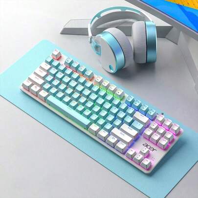 Acer Teclado mecánico de tres modos OKW132, teclas de silicona con tacto de nube, diseño de fila dividida en forma de arco, cambio de tres modos, cambio de sistema dual Mac/Win en segundos, modos duales de oficina y juegos