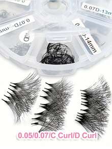 500-1000-2000pcs Pre-Made Fan Lashes, 5D 10D 20D, 8-15mm Length, 0.05 And 0.07 Thickness, C D Curl, Pre-Made Fan Lashes, Eyelash Extension, Handmade Bulk Fan Lashes, Fluffy Lashes, Multiple Options, Suitable For Salon Use - Black - View 1