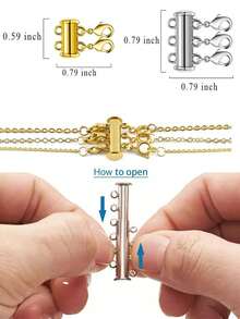 1 件多股滑动锁扣，项链连接器适合绳索/链条首饰 - 金色 - 查看 4