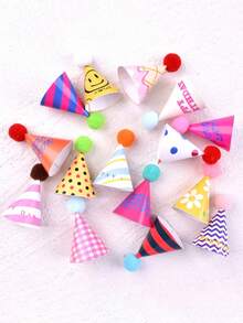 15/30PCS Random Color Various Mini Birthday Top Hat, Decorated Cartoon Cute Birthday Top Hat Valentine Gift Gift Random Color, Valentine's Day Decorative Hat Plug-In Happy Birthday Flag Planting,Halloween Party Decoration, Christmas Party Decoration