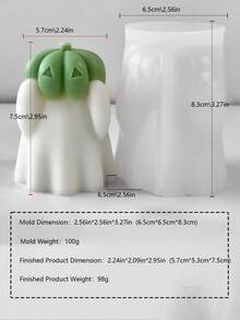 Molde de silicona con diseño lindo de fantasma sosteniendo una calabaza, molde para velas de aromaterapia de interior, decoración artesanal y regalos, molde de yeso y resina - Blanco - Ver 8