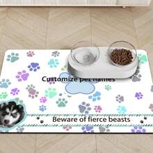 1 pièce Tapis d'alimentation pour animaux de compagnie personnalisé - Impression de photo et de nom, doux, anti-dérapant en boue de diatomées, absorbant l'eau, séchage rapide, imperméable et facile à nettoyer - Cadeau exclusif pour les amateurs de chiens et de chats, fournitures pour animaux de compagnie