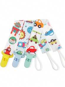 Kit 3 Universal Pacifier Clips For Babies - Unisex Clip - Robot + Astronaut + Car - View 4