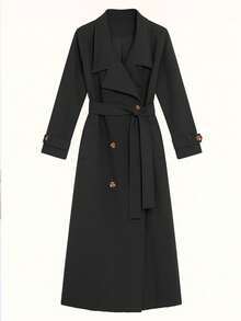 Women's Trench Coat In Premium Tailoring With Thermal Lining - Black - View 4