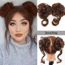 1pc/2pcs Synthetic Messy Updo Hair Bun Chignon Scrunchies Fake Hair Band Braid Elastic Hairpiece Tail For Women Synthetic Curly Ponytail - Multicolor - View 13