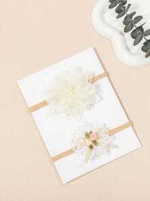 2pcs New Cute Baby Flower Headbands, Soft Nylon Infant Thin Hair Bands, Spring/Summer Seamless Headwear, Photography Props, No Card Paper