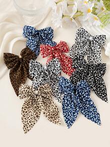 6 pièces/set Pinces à cheveux en polyester multicolores avec imprimé léopard et nœud papillon, pinces canard rétro mignonnes minimalistes. Accessoires capillaires convenant pour l'école, les fêtes, les cadeaux et le port quotidien. Pinces à cheveux, pinces à griffes, barrettes, pinces à alligator, fournitures scolaires, accessoires nœuds, imprimé animal