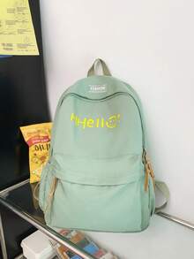 1 件经典基本款返校背包，字母印花书包，大容量学生包，带笔记本电脑隔层书包，旅行收纳，多种颜色可选，非常适合青少年/学生/毕业生，适合日常使用、外出、旅行、学校和返校 - 彩色 - 查看 11