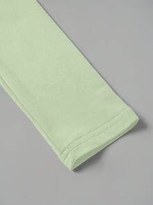Women's Solid Color T-Shirt, Elegant And Versatile Long-Sleeve Fitted Top, Round Neck Design, Suitable For Sports And Daily Wear - 淡綠色 - 查看 9