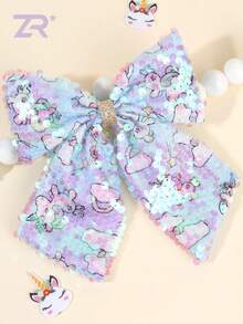 1pc Gradient Color Hair Bow Clip,Girls Cute Unicorn Sequins Bow Hair Clip Elegant Fashion Hair Accessory For Women Party Hair Accessory, Claw Clips, Hair Claws, Clips For Hair, Hair Slide, Hair Barrettes, School Stuff - Multicolor - View 1