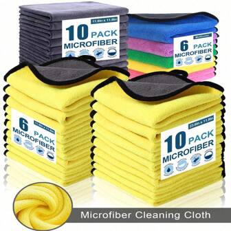3/6/10pcs Ultra-Soft Microfiber Cleaning Cloths Multi-Color Set - High Performance, Washable, Super Absorbent Microfiber Fabric, Effectively Removes Dirt And Liquids, Leaves Mirror Streak-Free - Household Towels - Cleaning Supplies - Car Washing Cloths