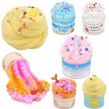 Soft Non-Sticky Slime Toy, Sky Blue & Pink Cloud Slime, Creative Stress Relief DIY Toy For Boys & Girls, Suitable For Classroom Rewards, Christmas & Easter Toys, Children's Slime Party Favors And Sensory Toys, Great For Birthday Gifts (Random Stickers) - Multicolor - View 2