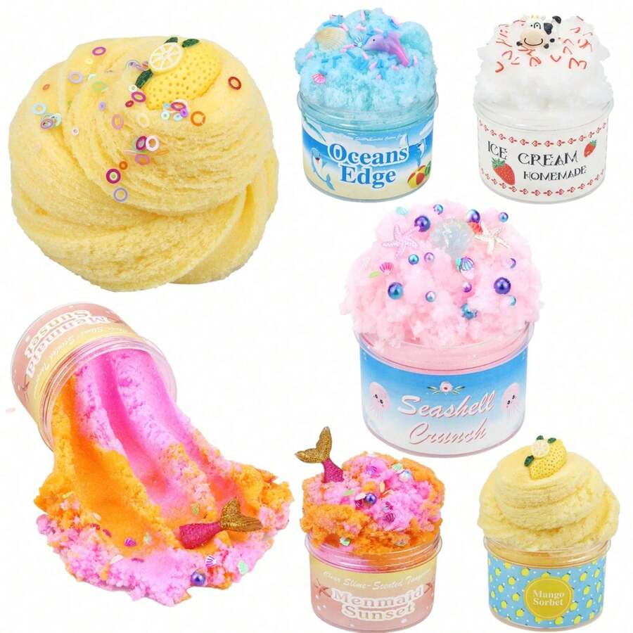 Soft Non-Sticky Slime Toy, Sky Blue & Pink Cloud Slime, Creative Stress Relief DIY Toy For Boys & Girls, Suitable For Classroom Rewards, Christmas & Easter Toys, Children's Slime Party Favors And Sensory Toys, Great For Birthday Gifts (Random Stickers)