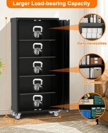 Studyset Metal Storage Cabinet 72" H With Wheels,Garage Storage Cabinet With 2 Doors And 4 Adjustable Shelves,Steel Tool Cabinet With Lock And Lockable Rolling,Storage Organization For Home,Garage,Office - Black - View 2