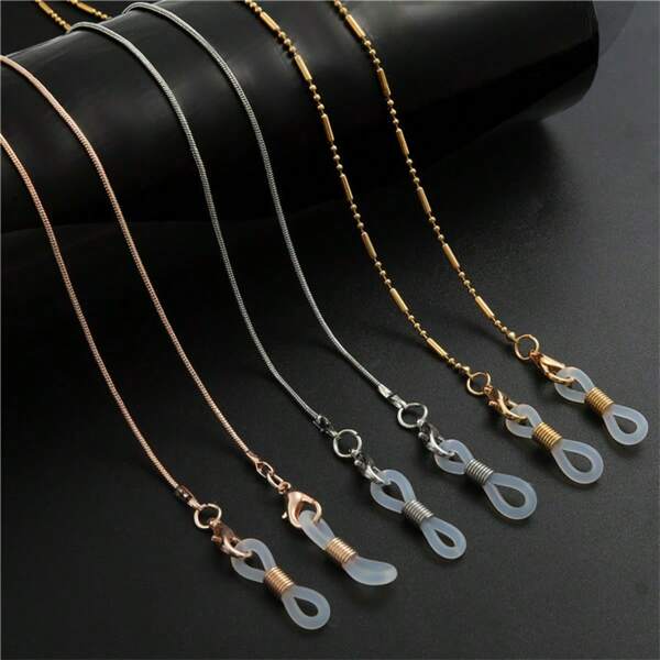 3 Stück/4 Stück 3-in-1 Brillenkette/Maskenband Gold/Silber Perlen Halskette Anti-Verlust