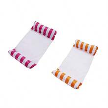 1pc Inflatable Striped Hammock Lounge Chair, Casual Net Floating Bed With Backrest, Foldable Floats For Beach Relaxation And Swimming Activities, Beach Essentials, Beach Accessories, Pool Float - Multicolor - View 17