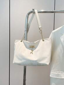 时尚复古大容量鳄鱼压纹女士托特包，适合购物、钱包、年轻女士、大学生、新婚夫妇、白领。非常适合办公室、大学、工作、商务、通勤、户外活动、旅行和短途旅行 - 白色 - 查看 8