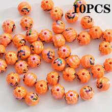 10pcs Vibrant Orange Pumpkin Acrylic Beads, 16mm - Perfect For DIY Jewelry, Bracelets, Necklaces, Keychains & Halloween Crafts