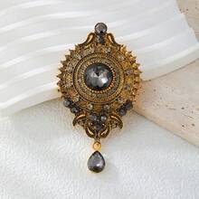 1 件优质水钻镶嵌复古宫廷风格锌合金胸针，时尚适合连衣裙、西装、背包、帽子，适合宴会、婚礼、派对、DIY 配饰学校