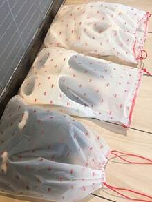 2/5/8/10/15 樱桃图案透明塑料收纳袋，便携式旅行鞋袋，鞋袋，抽绳鞋袋整理袋，男女通用 - 卡通靴袋鞋盒鞋盒鞋收纳盒鞋收纳配件，适用于旅行、度假、邮轮、夏季假期旅行包、旅行用品、大学宿舍、家庭学校必备、邮递员必备、返校必备 - 彩色 - 查看 2