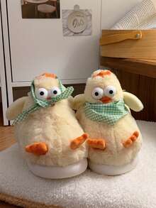 XIXITIAO Soft Plush Warm Autumn/Winter Indoor Cute 3D Chick Design Slippers, Creative Funny Comfortable Couple House Slippers - Light Yellow - View 11