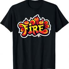 The Word Fire Graffiti Airbrush Art Text T-Shirt - black4 - View 1