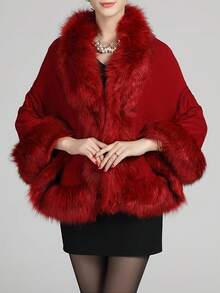 Elegante Cardigã Curto de Malha Jacquard de Acrílico Feminino, Xale de Pele Sintética com Fecho de Gancho e Olho, Cor Sólida Sem Mangas, Ideal para Festas e Eventos, Perfeito para o Outono/Inverno