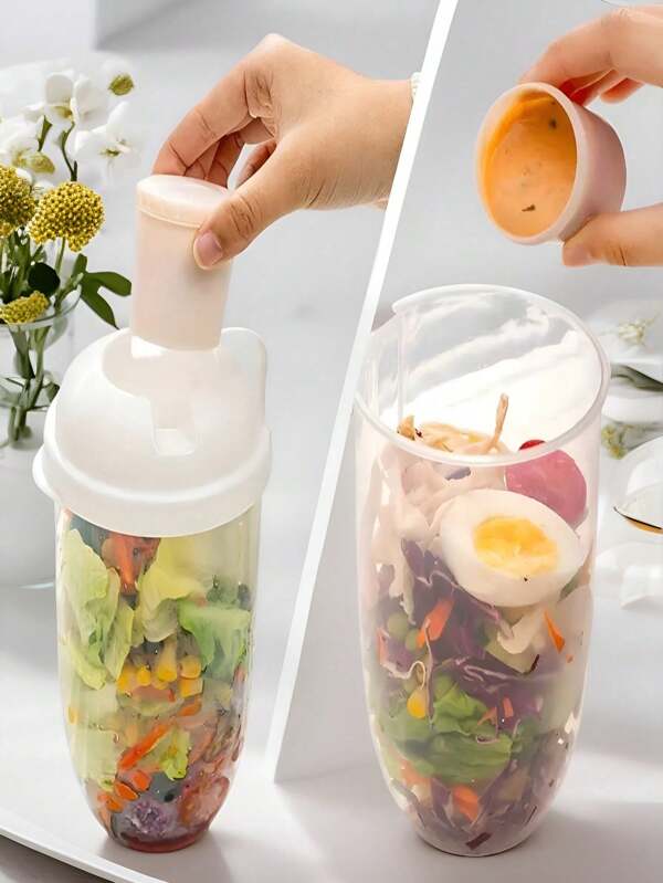 2 حصة كوب سلطة من مادة البولي بروبلين سعة 1000 مل مع شوكة وغطاء! كوب محمول كبير السعة مناسب للعمال والطلاب - مثالي لوجبات الإفطار الخفيفة وزبادي الجرار وإدارة الوزن